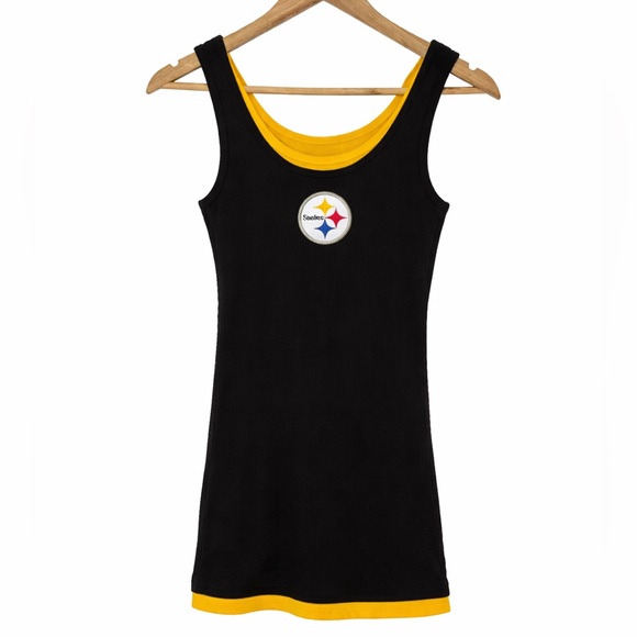 Y2K Pittsburgh Steelers Fitted Long Tank Top Women’s L | NFL Game Day Black Gold - Picture 3 of 7